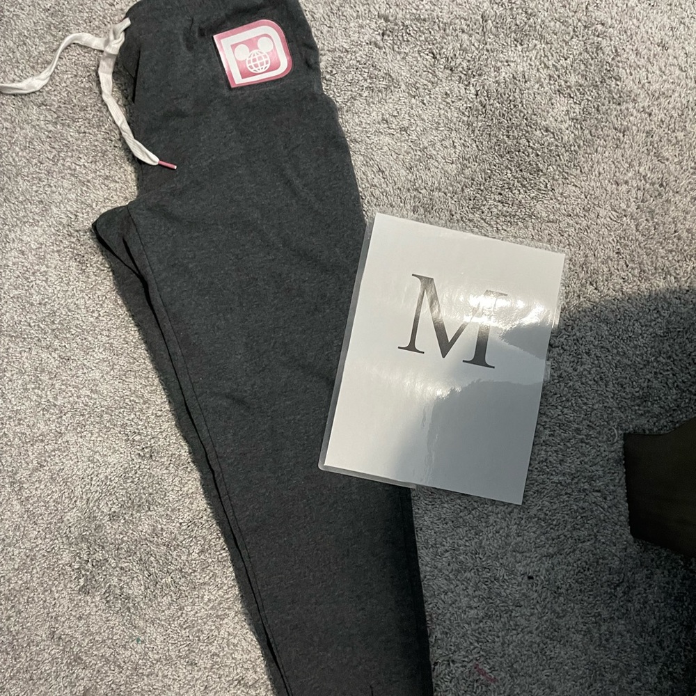 Disney Black Track Pants with White Drawstring